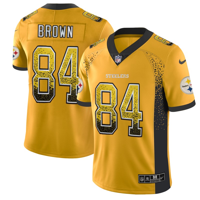 Men's Pittsburgh Steelers #84 Antonio Brown Gold 2018 Drift Fashion Color Rush Limited Stitched NFL Jersey