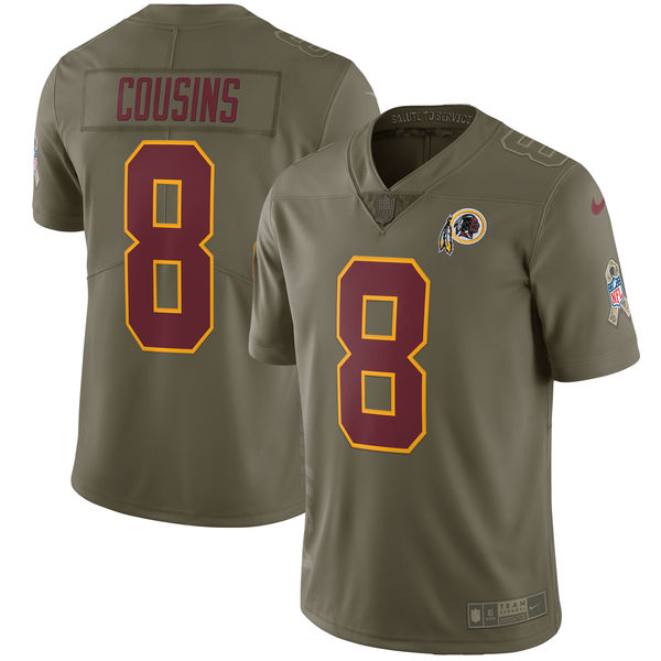 Men's Nike Washington Redskins #8 Kirk Cousins Olive Salute to Service Limited Stitched NFL Jersey