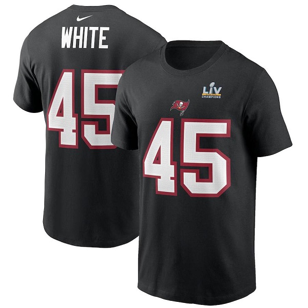 Men's Tampa Bay Buccaneers #45 Devin White Black Super Bowl LV NFL T-Shirt