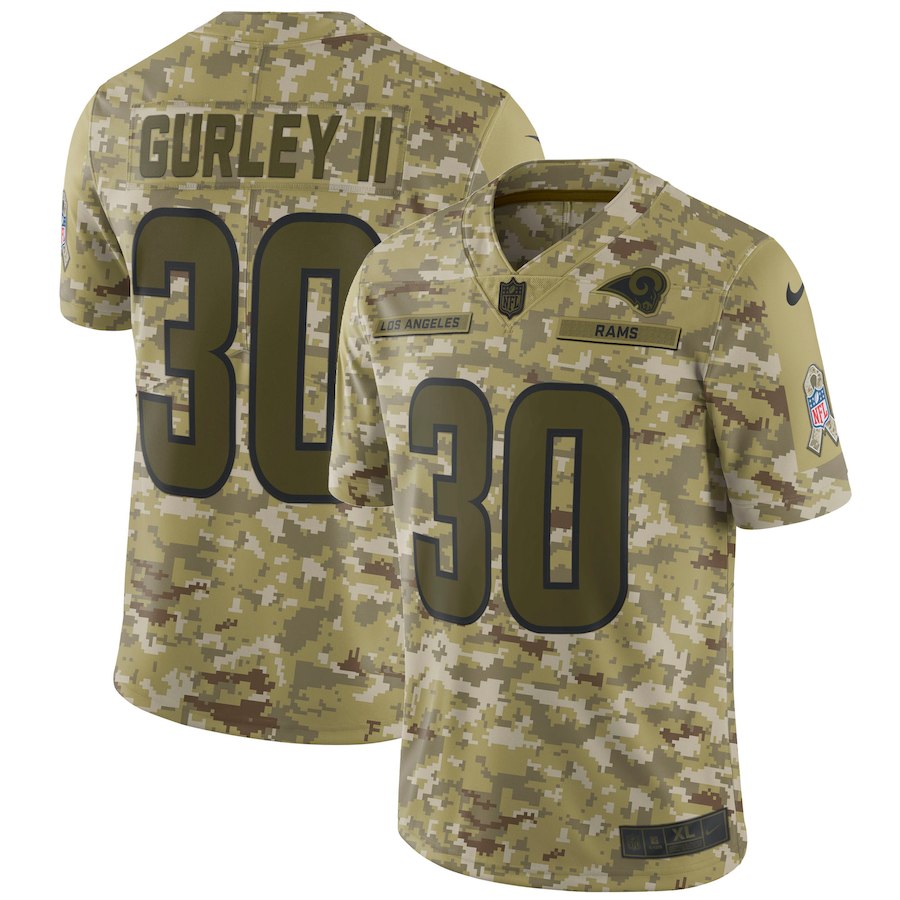 Men's Los Angeles Rams #30 Todd Gurley II 2018 Camo Salute to Service Limited Stitched NFL Jersey