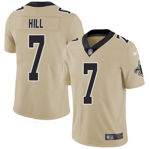 Men's New Orleans Saints #7 Taysom Hill Gold Inverted Legend Stitched NFL Jersey