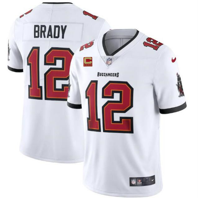 Men's Tampa Bay Buccaneers #12 Tom Brady New White With C Patch Vapor Untouchable Limited Stitched NFL Jersey