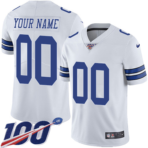 Men's Dallas Cowboys ACTIVE PLAYER Custom White 100th Season Vapor Untouchable Limited Stitched NFL Jersey