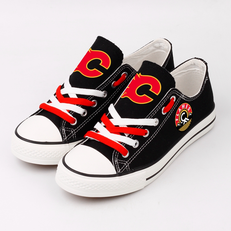 Women's and Youth Calgary Flames Repeat Print Low Top Sneakers 003