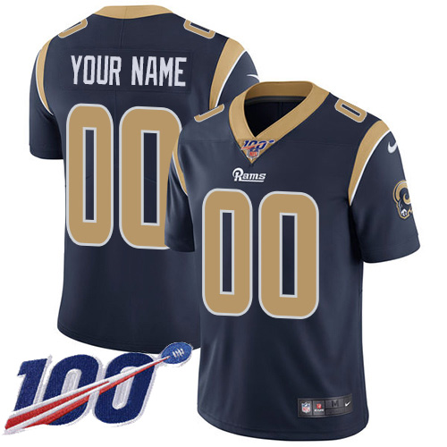 Men's Los Angeles Rams ACTIVE PLAYER Custom Navy Blue 100th Season Vapor Untouchable Limited Stitched NFL Jersey