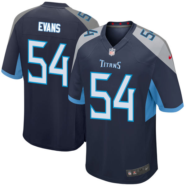 Men's Tennessee Titans #54 Rashaan Evans Navy 2018 NFL Draft First Round Pick Game Jersey