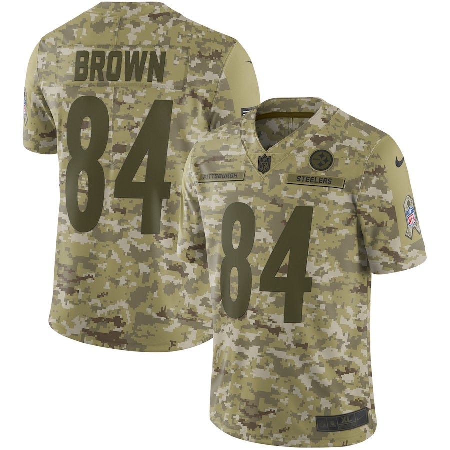 Men's Pittsburgh Steelers #84 Antonio Brown 2018 Camo Salute to Service Limited Stitched NFL Jersey