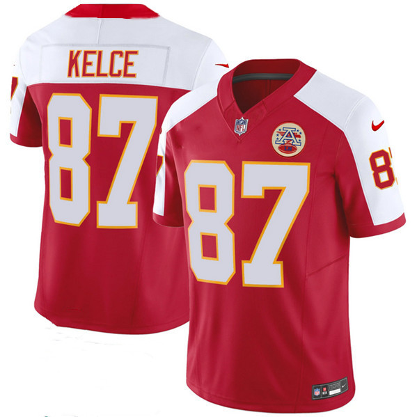 Men’s Kansas City Chiefs #87 Travis Kelce Red/White 2023 F.U.S.E. Vapor Untouchable Limited Stitched Jersey