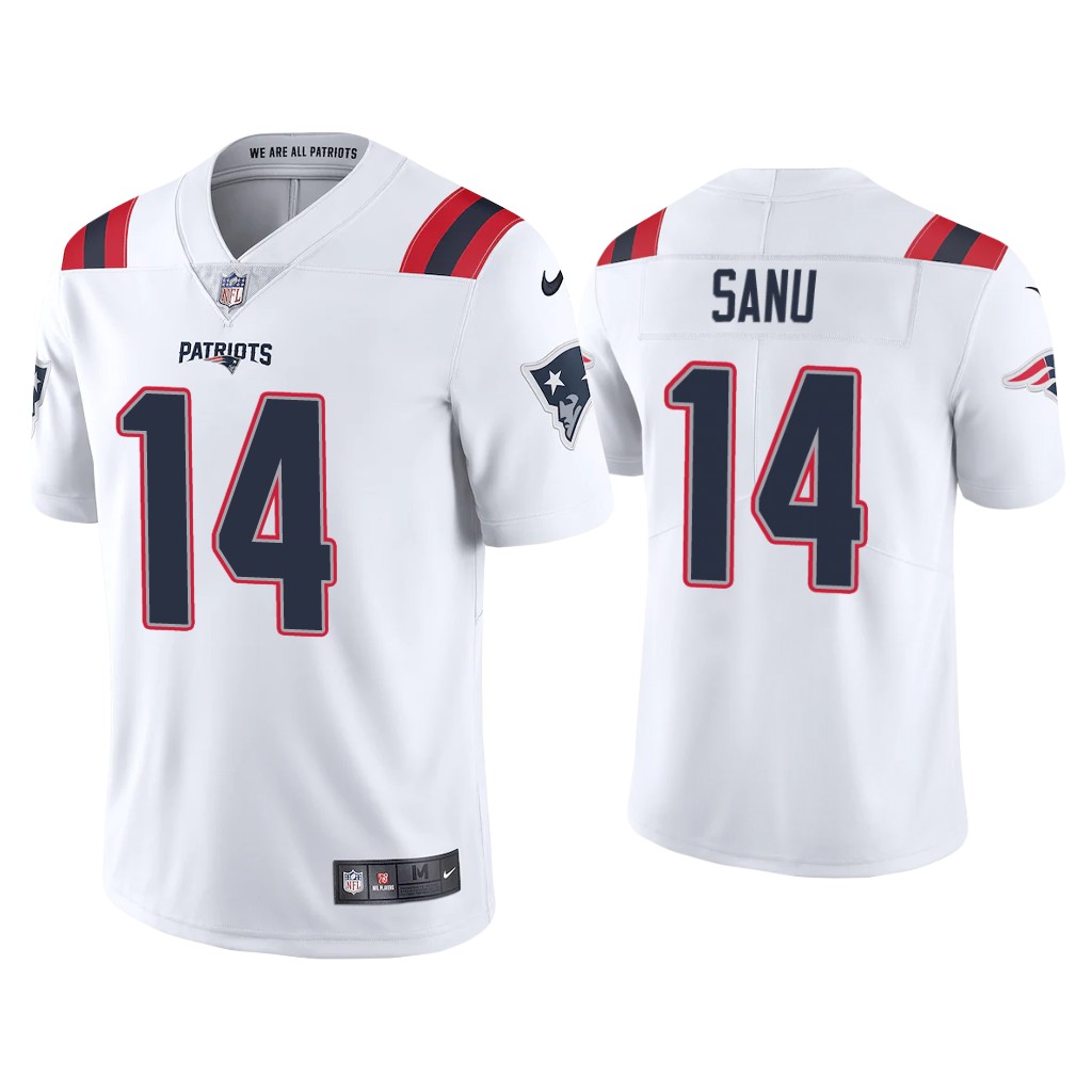 Men's New England Patriots #14 Mohamed Sanu 2020 White Vapor Untouchable Limited Stitched NFL Jersey