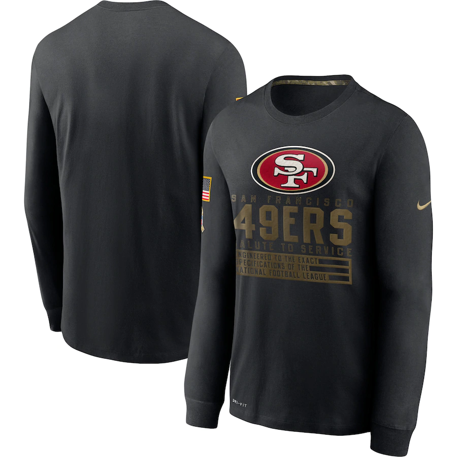 Men's San Francisco 49ers 2020 Black Salute to Service Sideline Performance Long Sleeve T-Shirt