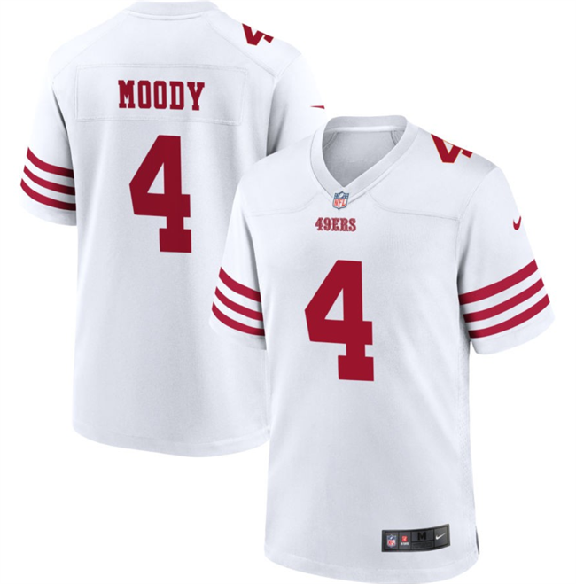 Men's San Francisco 49ers #4 Jake Moody White Stitched Football Game Jersey