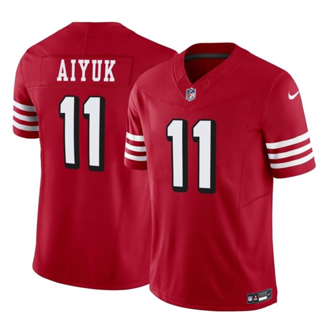 Men's San Francisco 49ers #11 Brandon Aiyuk Red 2023 F.U.S.E. Vapor Limited Throwback Stitched Football Jersey