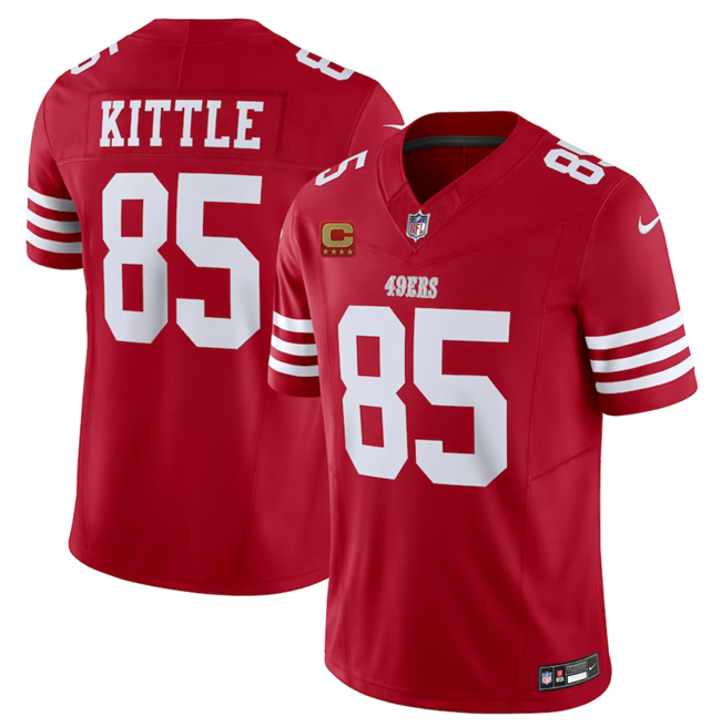 Men's San Francisco 49ers #85 George Kittle Red 2023 F.U.S.E. With 4-Star C Patch Vapor Untouchable Limited Stitched Football Jersey