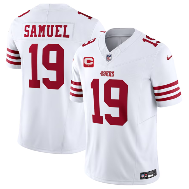 Men's San Francisco 49ers #19 Deebo Samuel White 2023 F.U.S.E. With 1-Star C Patch Vapor Untouchable Limited Stitched Football Jersey