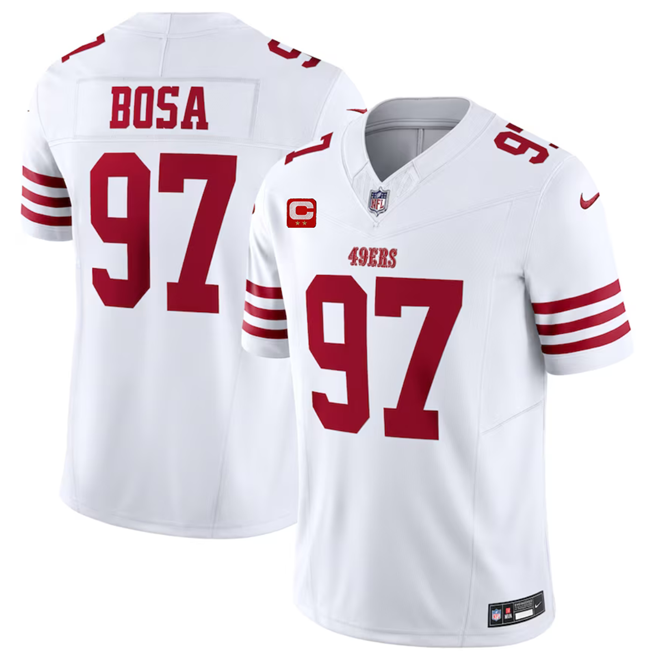 Men's San Francisco 49ers #97 Nick Bosa White 2023 F.U.S.E. With 2-Star C Patch Vapor Untouchable Limited Stitched Football Jersey