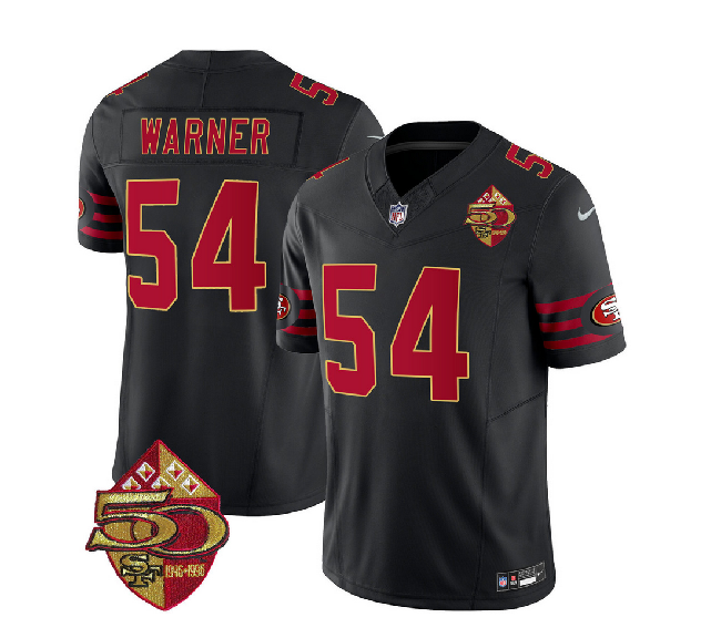 Men's San Francisco 49ers #54 Fred Warner Black 2023 F.U.S.E. 50th Patch Vapor Limited Stitched Football Jersey