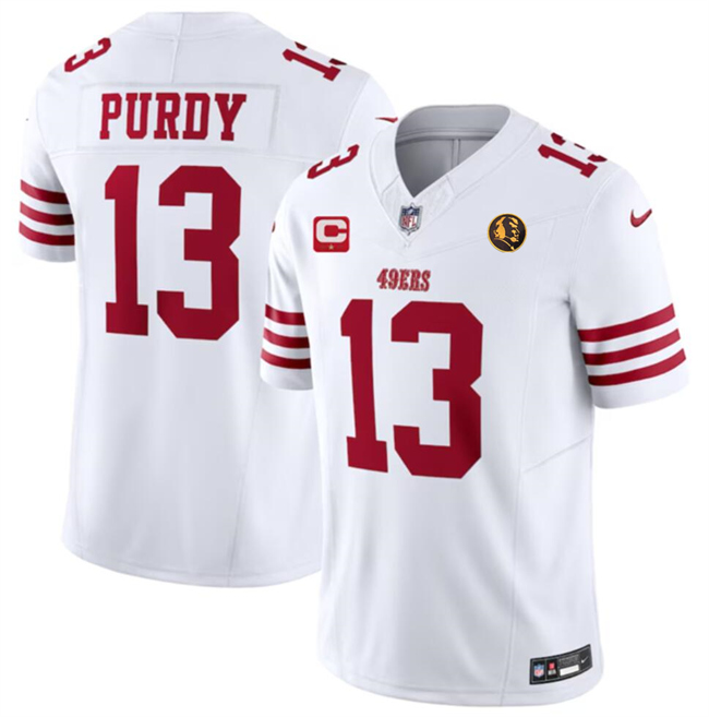 Men's San Francisco 49ers #13 Brock Purdy White 2023 F.U.S.E. With 1-star C Patch And John Madden Patch Vapor Limited Stitched Football Jersey