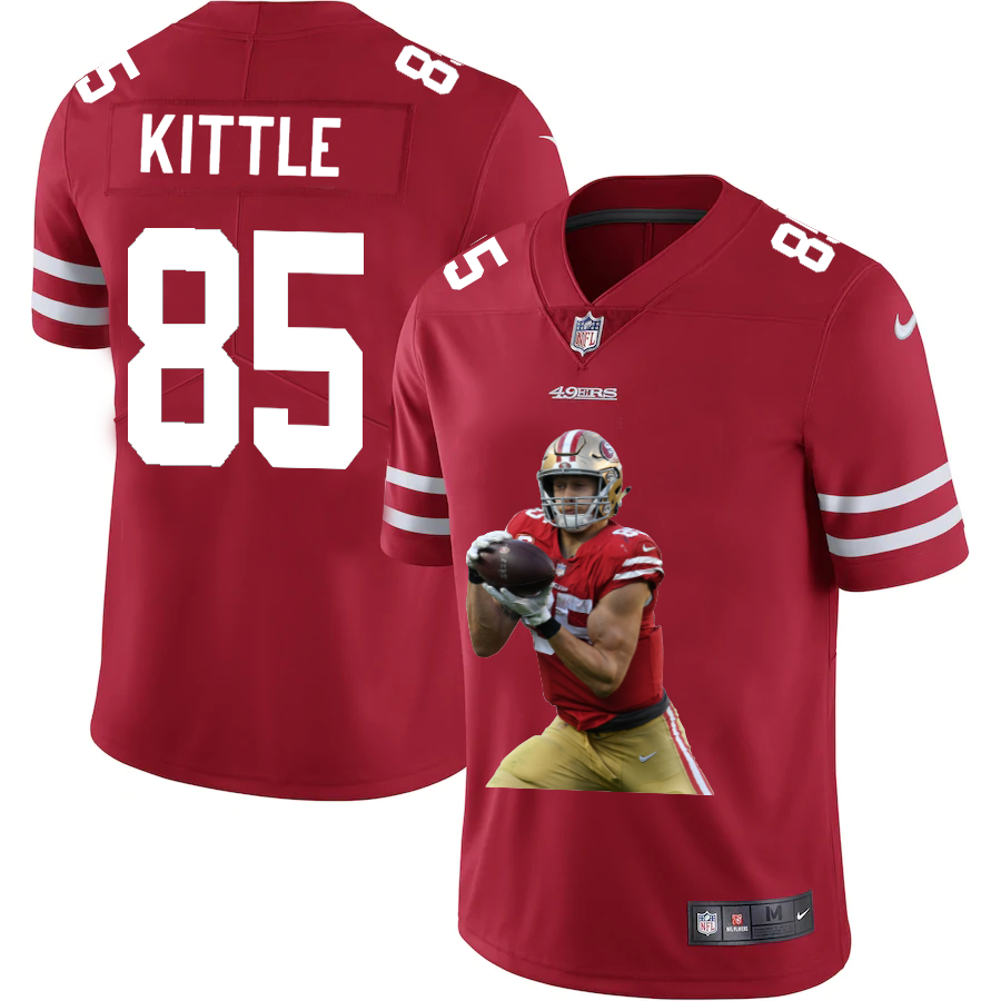 Men's San Francisco 49ers #85 George Kittle Red Portrait Edition Limited Stitched Jersey