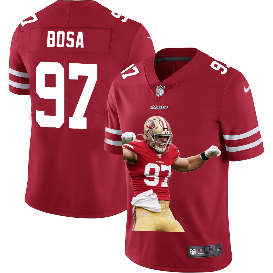 Men's San Francisco 49ers #97 Nick Bosa Red Portrait Edition Limited Stitched Jersey