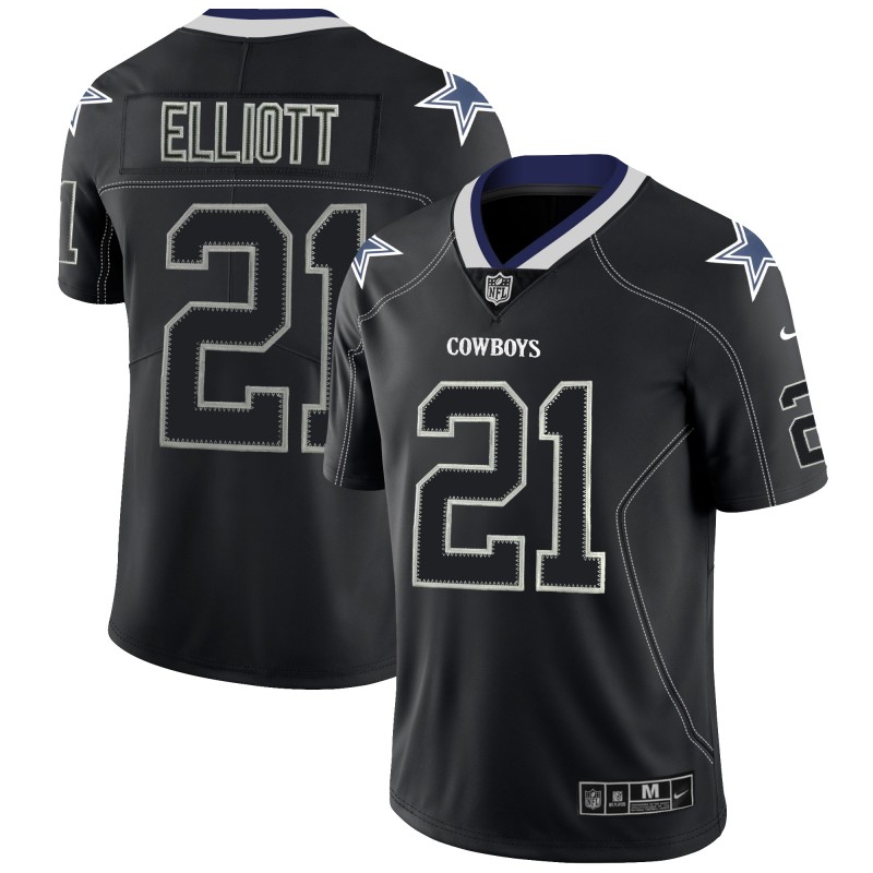 Men's Dallas Cowboys #21 Ezekiel Elliott NFL 2018 Lights Out Black Color Rush Limited Jersey