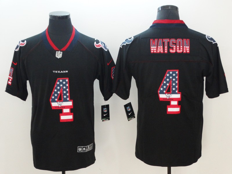 Men's Houston Texans #4 Deshaun Watson Black 2018 USA Flag Color Rush Limited Fashion NFL Stitched Jersey