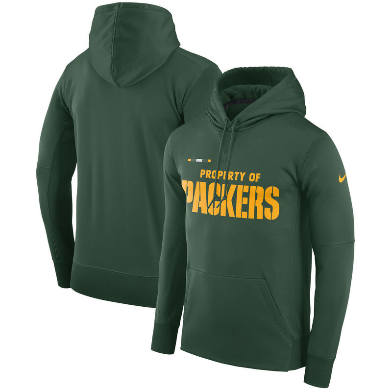 Men's Green Bay Packers Nike Green Sideline Property Of Performance Pullover Hoodie