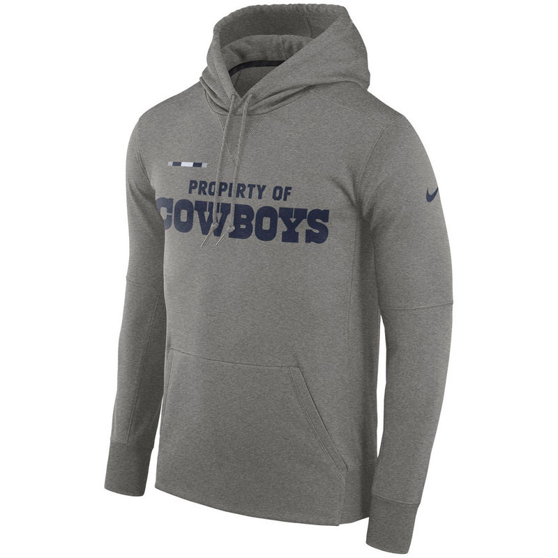 Men's Dallas Cowboys Nike Heather Gray Sideline Property Of Performance Pullover Hoodie