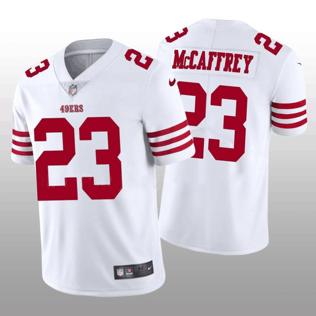 Men's San Francisco 49ers #23 Christian McCaffrey 2022 White Vapor Untouchable Stitched Jersey