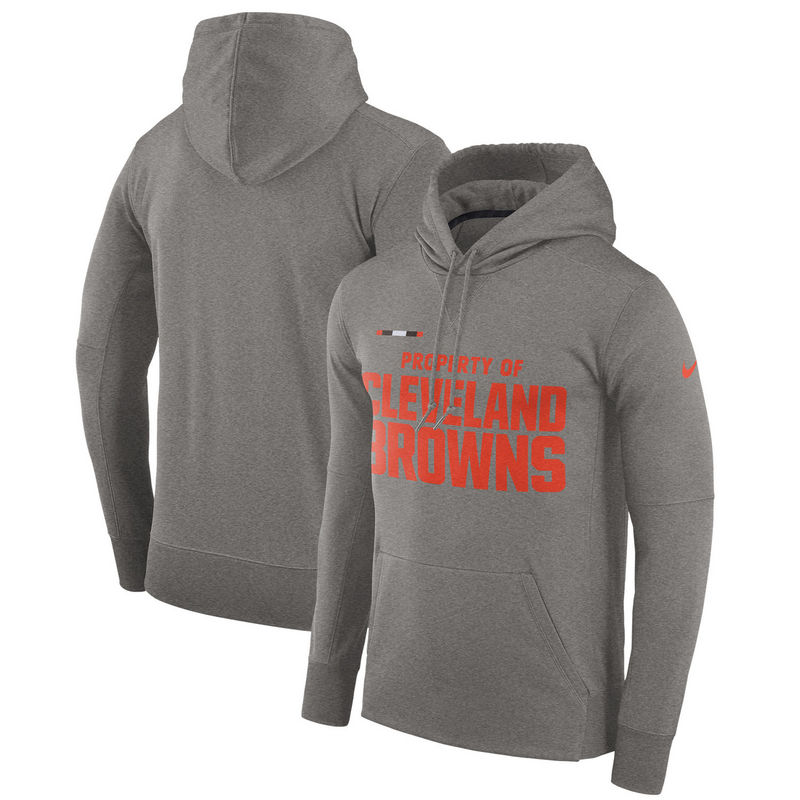Men's Cleveland Browns Nike Heather Gray Sideline Property Of Performance Pullover Hoodie