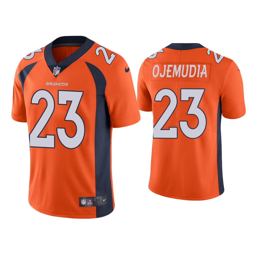 Men's Denver Broncos #23 Michael Ojemudia Orange Vapor Untouchable Limited Stitched Jersey
