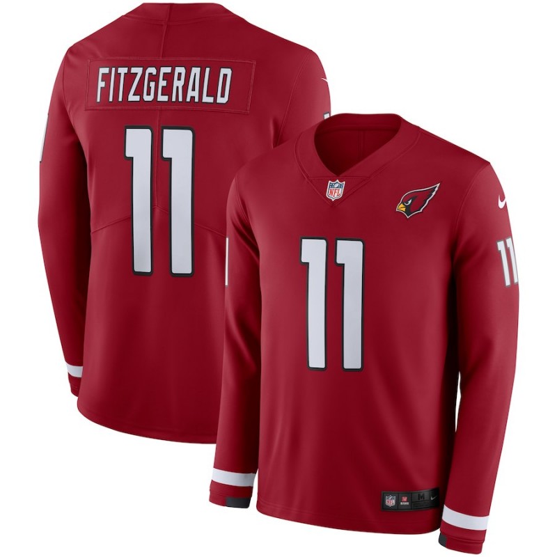 Men's Arizona Cardinals #11 Larry Fitzgerald Red Therma Long Sleeve Stitched NFL Jersey