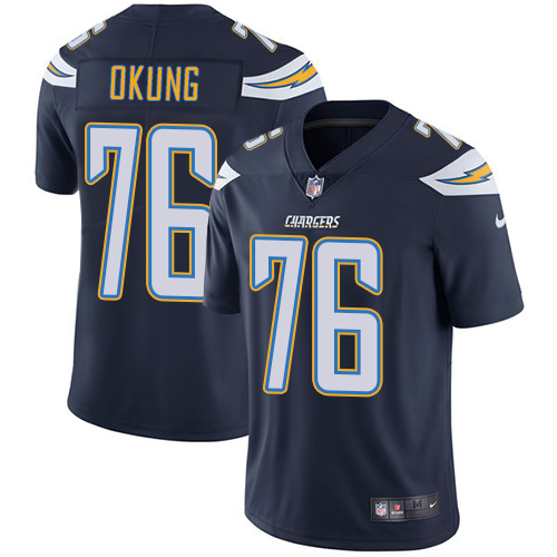 Men's Los Angeles Chargers #76 Russell Okung Navy Blue Vapor Untouchable Limited Stitched NFL Jersey