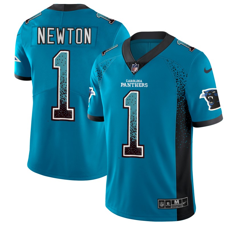 Men's Carolina Panthers #1 Cam Newton Blue 2018 Drift Fashion Color Rush Limited Stitched NFL Jersey