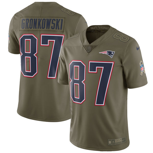 Men's Nike New England Patriots #87 Rob Gronkowski Olive Salute To Service Limited Stitched NFL Jersey