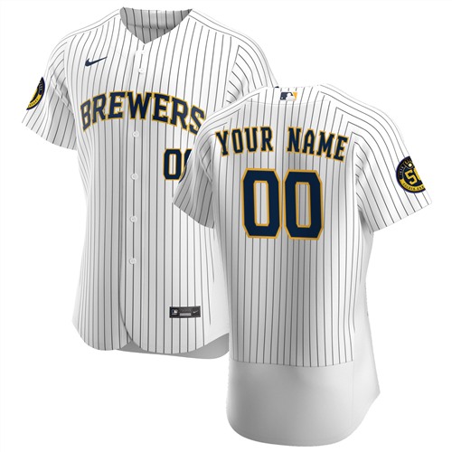 Men's Milwaukee Brewers White ACTIVE PLAYER Custom Stitched MLB Jersey