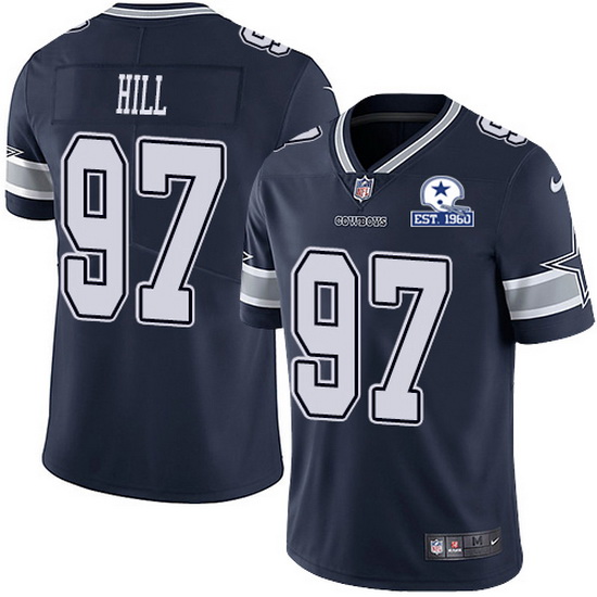 Men's Dallas Cowboys #97 Trysten Hill Navy With Established In 1960 Patch Limited Stitched Jersey