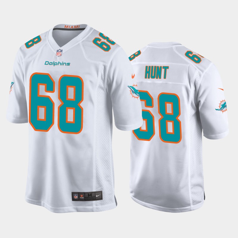 Men's Miami Dolphins #68 Robert Hunt White Stitched Jersey