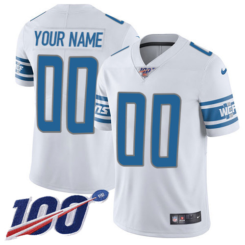 Men's Detroit Lions ACTIVE PLAYER Custom White 100th Season Vapor Untouchable Limited Stitched NFL Jersey