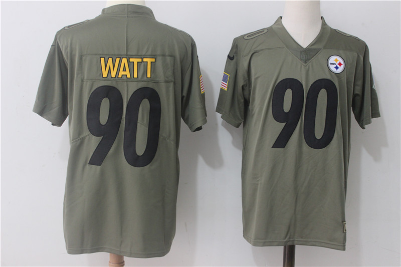 Men's Nike Pittsburgh Steelers #90 T.J. Watt Olive Salute To Service Limited Stitched NFL Jersey