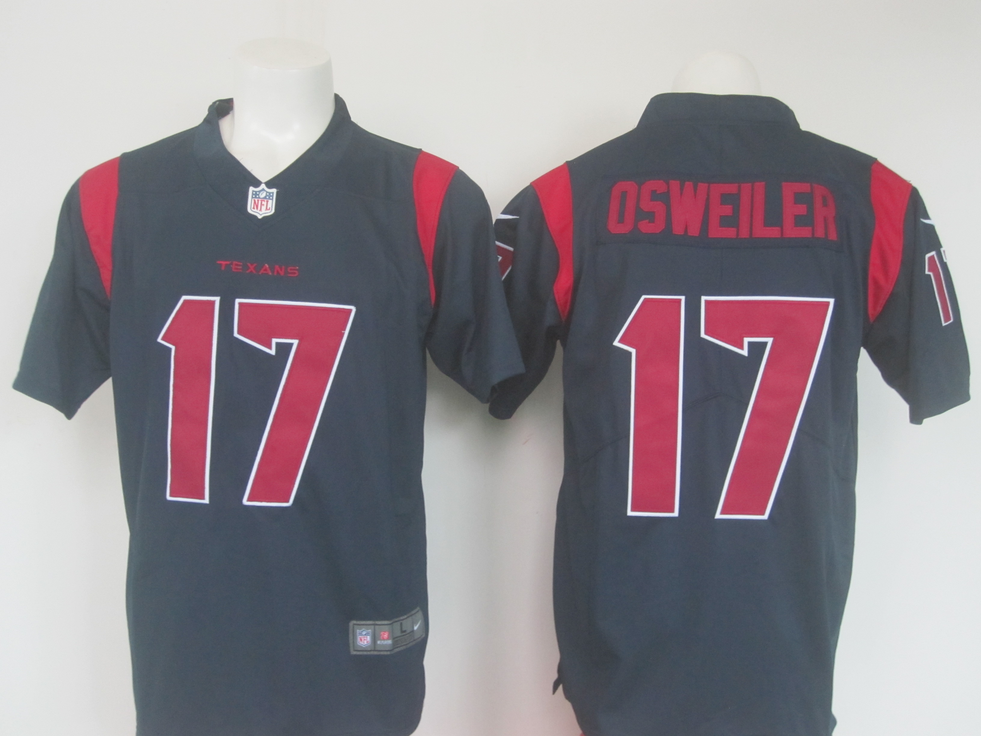 Men's Nike Texans #17 Brock Osweiler Navy Limited Rush Stitched NFL Jersey