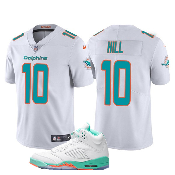 Men's Miami Dolphins #10 Tyreek Hill White Vapor Stitched Football Jersey +AJ5