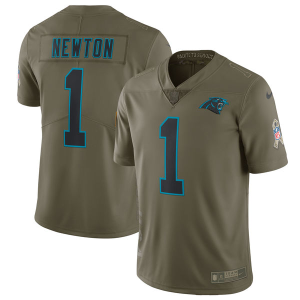 Men's Nike Carolina Panthers #1 Cam Newton Olive Salute To Service Limited Stitched NFL Jersey