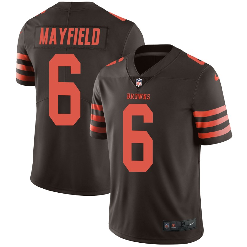 Men's Cleveland Browns #6 Baker Mayfield Brown Throwback Color Rush Limited Stitched NFL Jersey