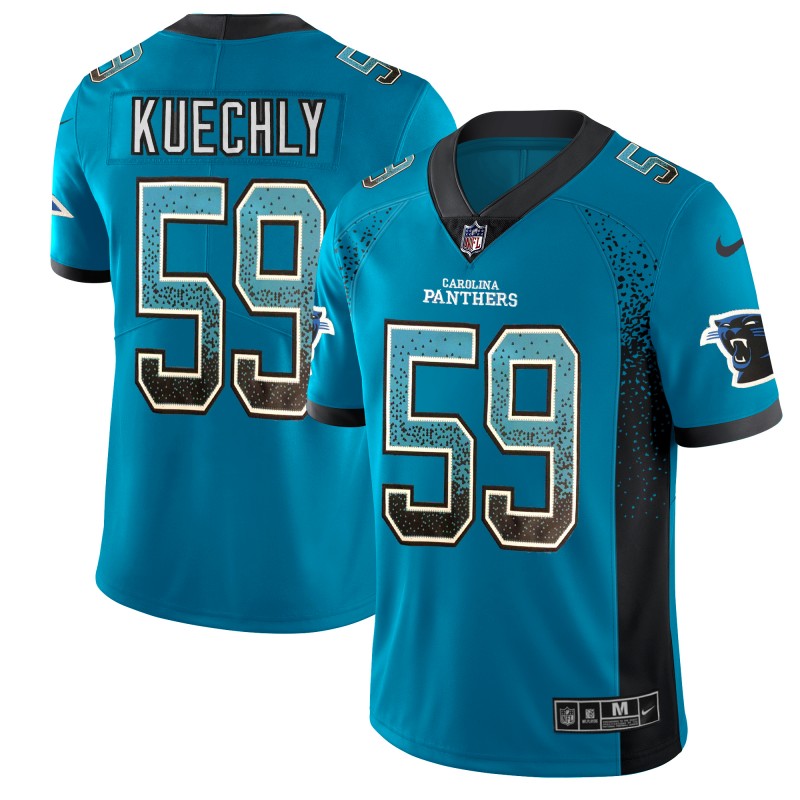 Men's Carolina Panthers #59 Luke Kuechly Blue 2018 Drift Fashion Color Rush Limited Stitched NFL Jersey