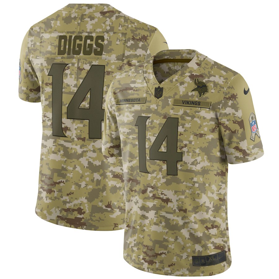 Men's Minnesota Vikings #14 Stefon Diggs 2018 Camo Salute to Service Limited Stitched NFL Jersey