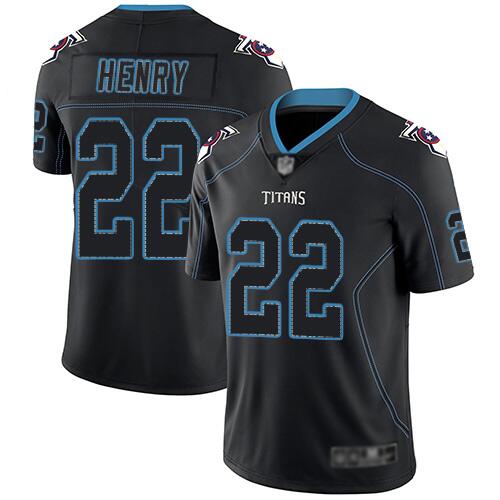 Men's Tennessee Titans #22 Derrick Henry Black Lights Out Stitched Jersey