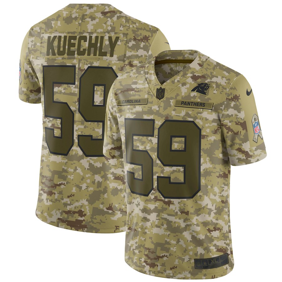 Men's Carolina Panthers #59 Luke Kuechly 2018 Camo Salute to Service Limited Stitched NFL Jersey
