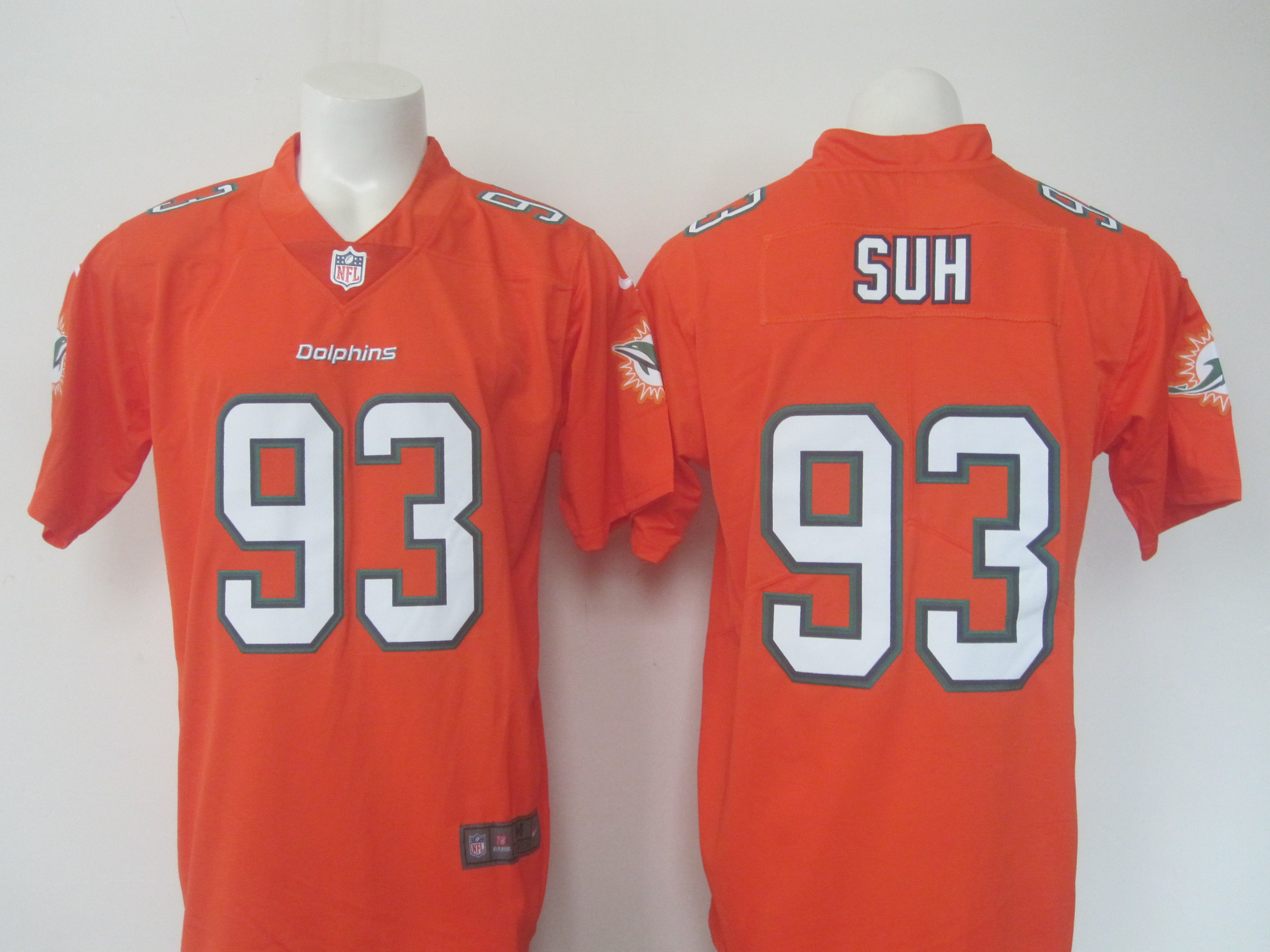 Men's Nike Dolphins# 93 Ndamukong Suh Orange Limited Rush Stitched NFL Jersey