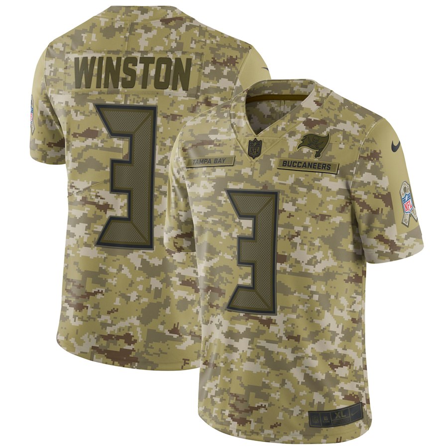 Men's Tampa Bay Buccaneers #3 Jameis Winston 2018 Camo Salute to Service Limited Stitched NFL Jersey