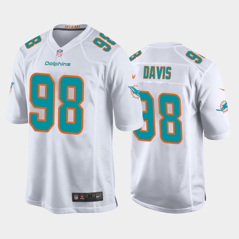 Men's Miami Dolphins #98 Raekwon Davis White Stitched Jersey